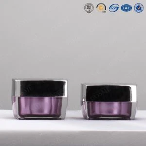 Zilvergoud Vierkant Hoge kwaliteit Kunststof Acryl Cosmetische verpakking Zalfpotje voor luxe cosmetica